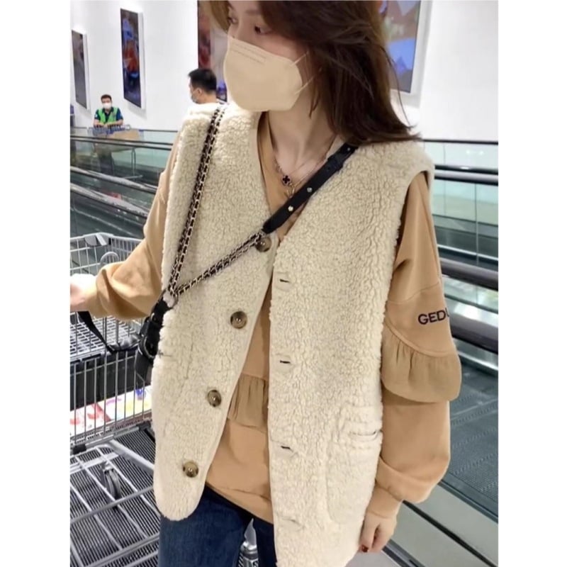 Vesta kardigan od ovčje vune, labav kroj, V-izrez, jesen 2025