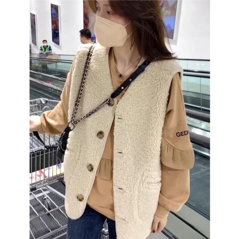 Vesta kardigan od ovčje vune, labav kroj, V-izrez, jesen 2025