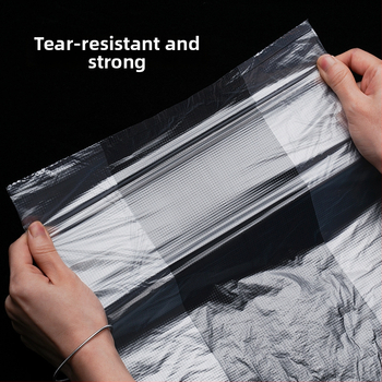 Virtuvės vienkartinės šviežumo laikymo kišenės, skaidrūs ruloniniai maišeliai su perforacija maistui laikyti, plastmasinis gaminys; temperatūros atsparumas -60°C iki 140°C; tinkamas mikrobangų krosnelėje