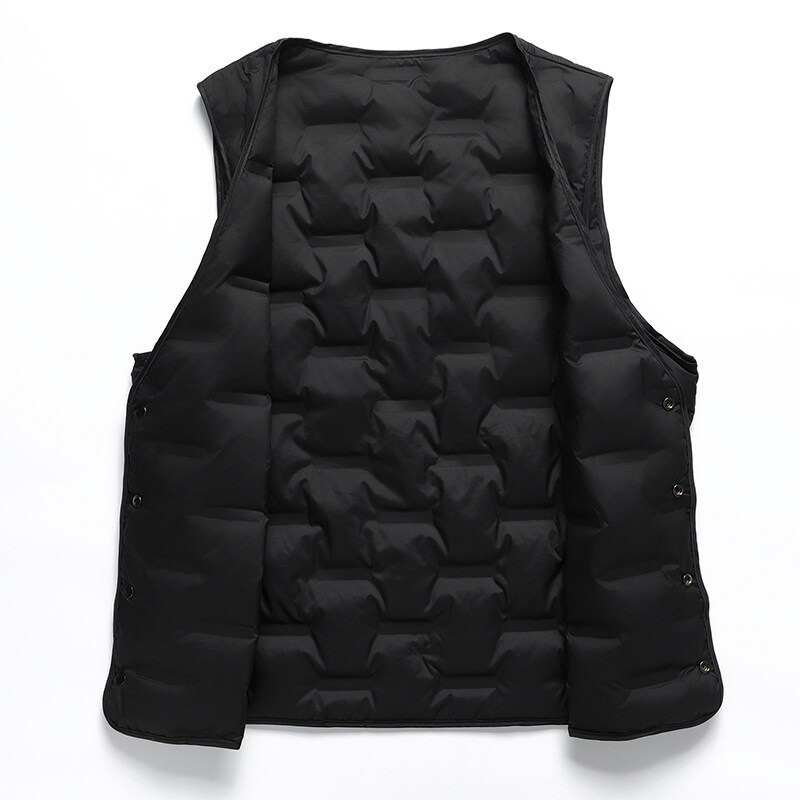 Talvise sulevest, õhuke lõige, V-kaelus, ühe rea kinnitused, külje taskud, üle 91% sule