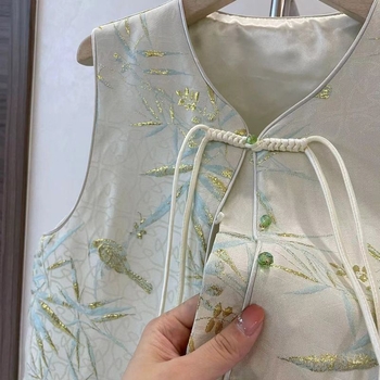 Žakardivest käsitöö sõlmekinnitustega, ümmargune kaelus, polüester 95%+, regulaarne pikkus 50–65 cm