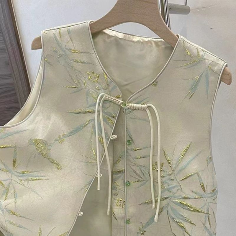 Žakardivest käsitöö sõlmekinnitustega, ümmargune kaelus, polüester 95%+, regulaarne pikkus 50–65 cm