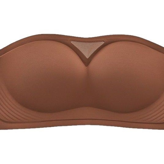 Sutien fără bretele, tip tub, din nylon, cupă completă, cupe modelate subțiri, închidere din spate cu trei rânduri de cârlige