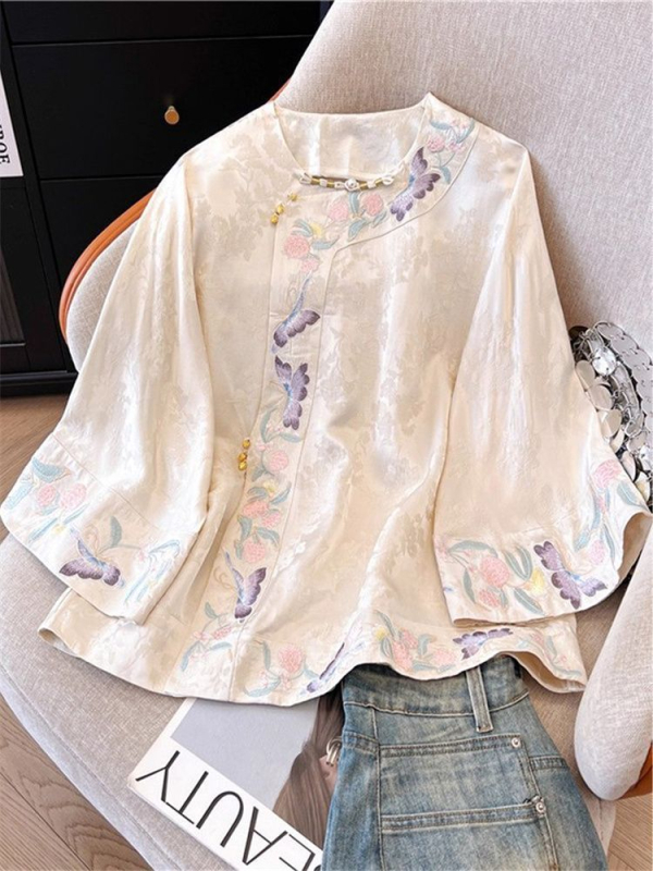 Särk lillemustriga elegantses tööstilises stiilis, polüester, vaba lõige