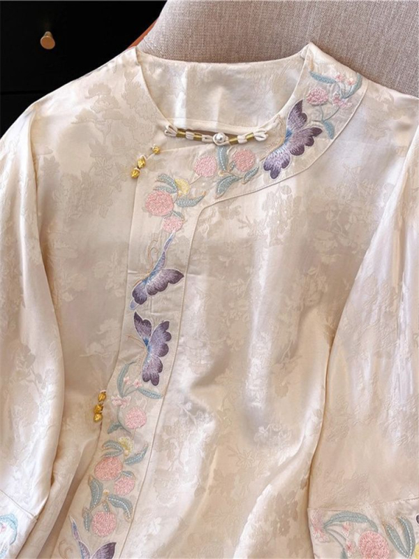 Särk lillemustriga elegantses tööstilises stiilis, polüester, vaba lõige