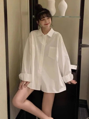 Polüesterist särk polo krae, pikkade varrukatega, vabast lõikega