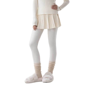 Női vastagított pamut harisnya, egyszínű minta, 30% pamut, teljes hossz