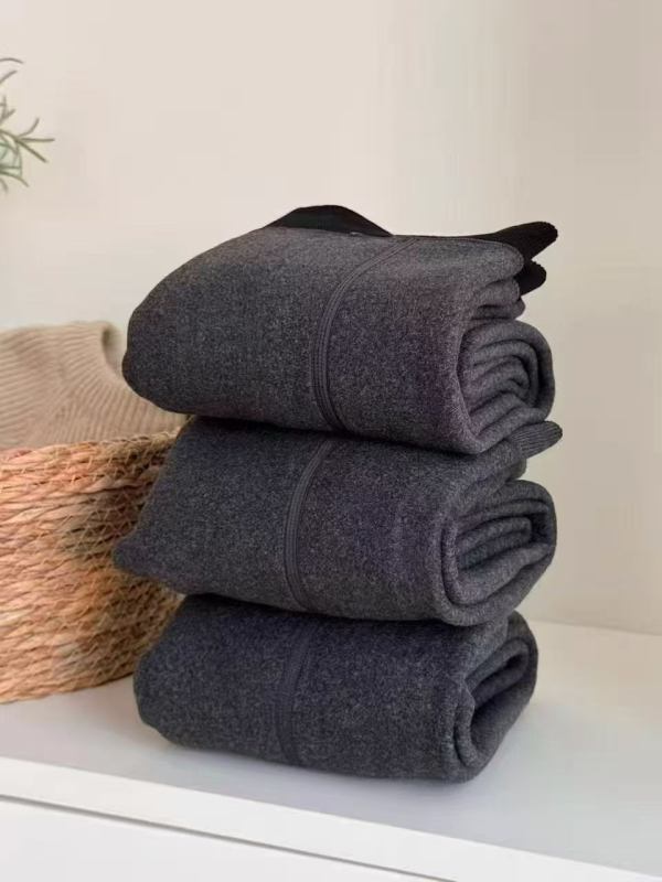 Дамски дебели памук-спандекс леггинги с висока талия, висока еластичност, едноцветни