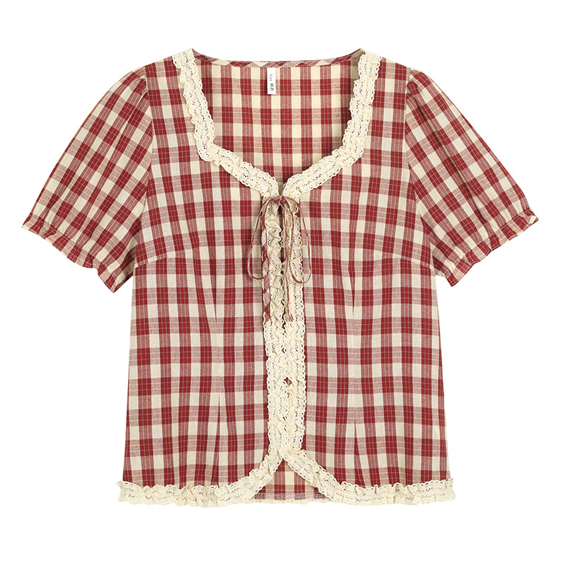Retro karijerni top s čipkom i puff rukavima, za žene, plus veličina, četvrtasti izrez