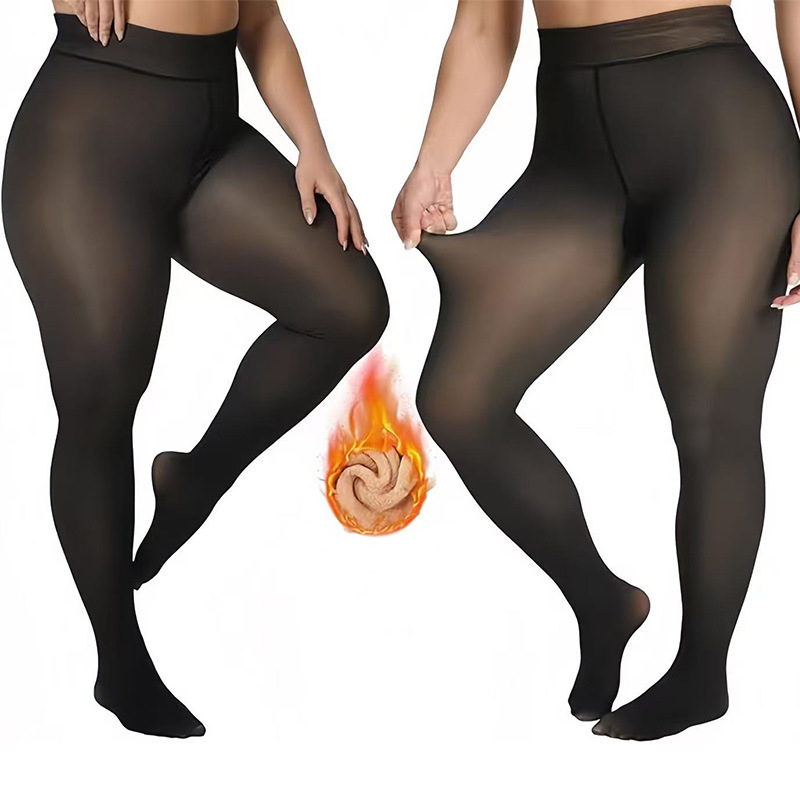 Plus izmēra neilona formējošās zeķubikses, vienkrāsains raksts, plāns audums, ar kājām