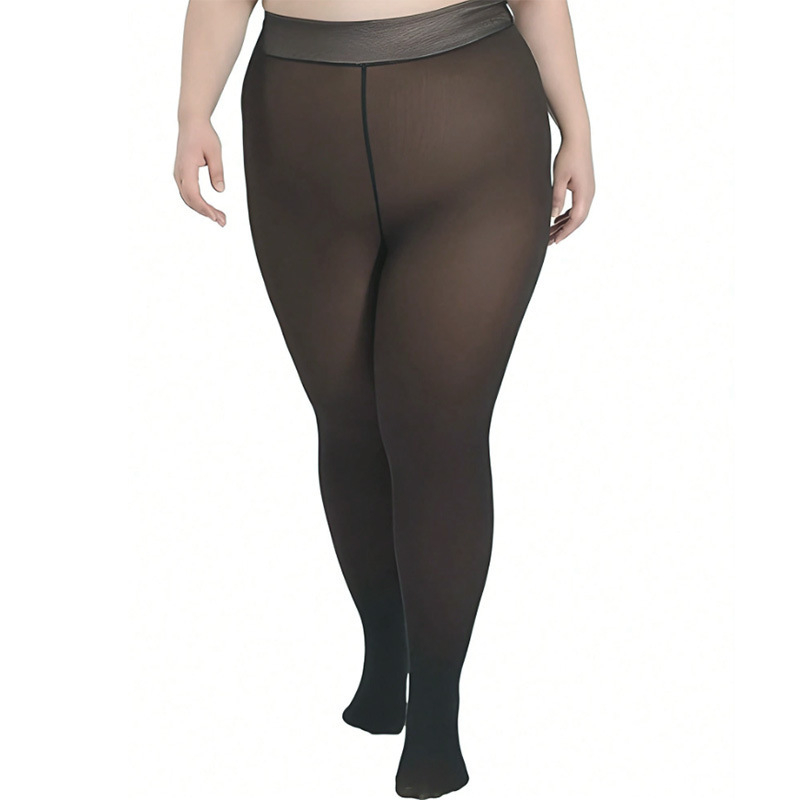 Plus izmēra neilona formējošās zeķubikses, vienkrāsains raksts, plāns audums, ar kājām