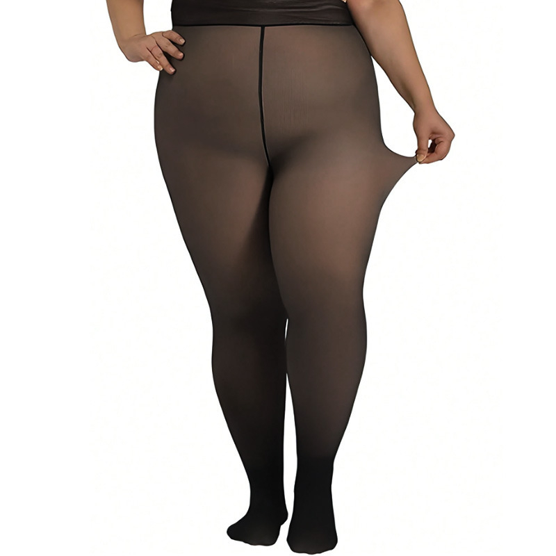 Plus izmēra neilona formējošās zeķubikses, vienkrāsains raksts, plāns audums, ar kājām