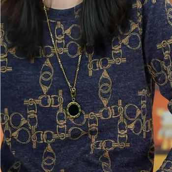 Pletena bluza s cvjetnim uzorkom, rukav 3/4, okrugli izrez, casual stil, literarno retro, PVC ≤30%