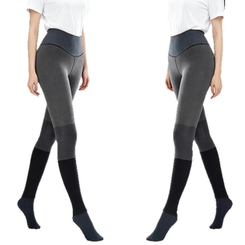 Augsta josta ar svītrainām zeķēm ar segmentētu mikrospiedienu, iekšējais fleece, silts, pelēks, japāņu stils