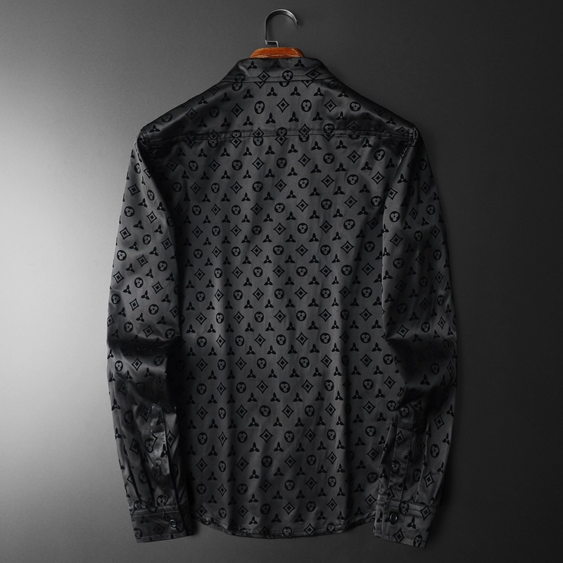 Muška slim-fit košulja, ovratnik s reverom, dugi rukavi, pamukasto‑mješavina tkanine, flocking detalj