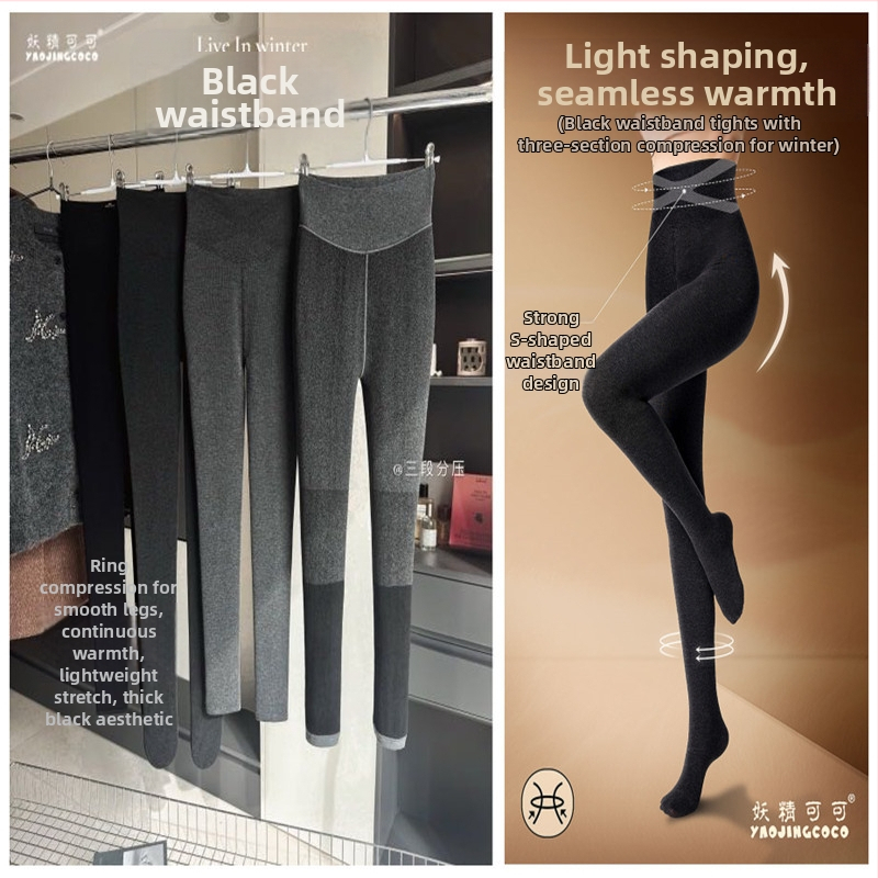 Fairy Coco medvilnės-spandekso šiltos nėščiųjų kojinės, aukšta elastingumas, trijų segmentų suspaudimas, devynių taškų ilgis