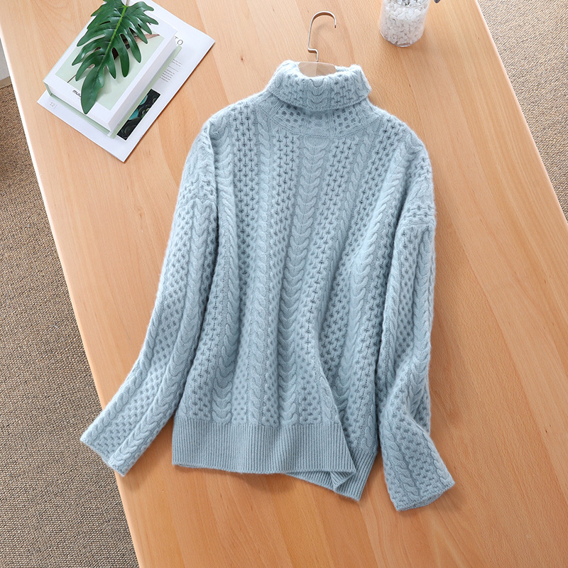 Γυναικείος πλεκτός πουλόβερ από chenille με πόλο γιακά, raglan μακριά μανίκια, μίγμα σπάντεξ