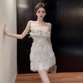 Ženska haljina bez rukava s V‑izrezom, A‑linija, kratka suknja, elastični poliester, jednobojna