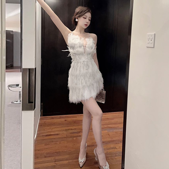 Ženska haljina bez rukava s V‑izrezom, A‑linija, kratka suknja, elastični poliester, jednobojna