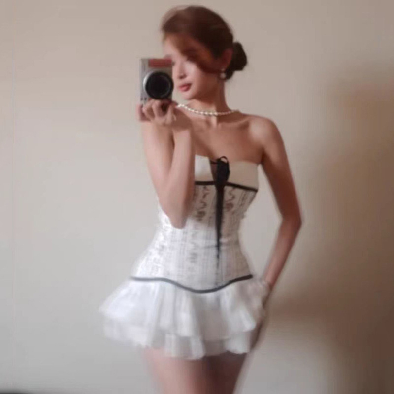 Haljina bez rukava s tube-top stilom, jednobojna poliester haljina, A-linija silueta