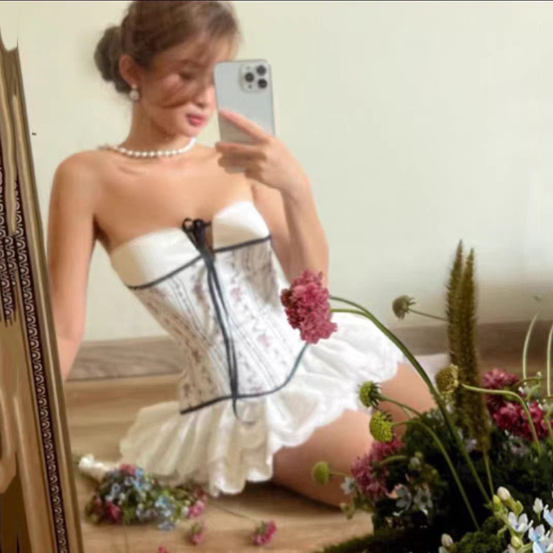 Haljina bez rukava s tube-top stilom, jednobojna poliester haljina, A-linija silueta