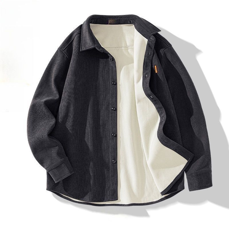Corduroy košulja-jakna s fleece podlogom, muška jesen-zima, velika veličina, dugi rukavi, zimska moda