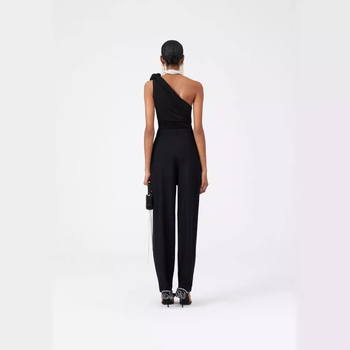 Yi Dream: Ženska bez rukava vesta s jednim ramenom, nagnutim ovratnikom, plisiranom, uži struk; materijal: 90–95% spandex