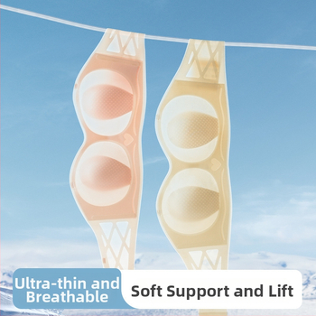 Nailoninė liemenėlė be petnešėlių su triušio ausų formos kaušeliais, ploni formuojami puodeliai, nuimamos dvigubos petnešos