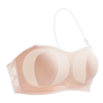 Nylonból készült váll nélküli melltartó, nyúlfülű kosarakkal, vékony formázott kosarak, levehető dupla vállpántok