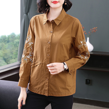 Izšivana pamučna jakna, tanak kroj, motiv biljaka i cvijeća, literarni retro stil, duljina 50–65 cm