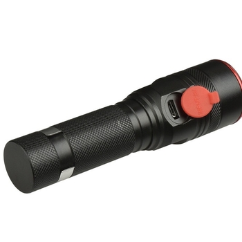 Φακός LED XML-T6 με κλιπ για στυλό, επαναφορτιζόμενος με ενδεικτικό, μακρινή εμβέλεια 200–500 m, σώμα από κράμα αλουμινίου