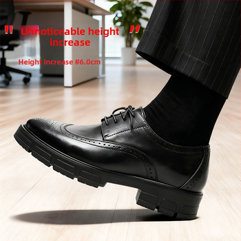 Vīriešu elpojošas perforētās ādas kurpes ar iekšējo augstuma palielinājumu, ērtas, biznesa–casual stils