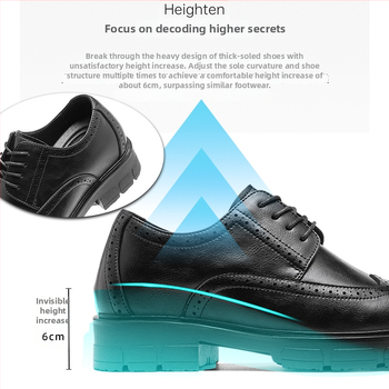 Vīriešu elpojošas perforētās ādas kurpes ar iekšējo augstuma palielinājumu, ērtas, biznesa–casual stils