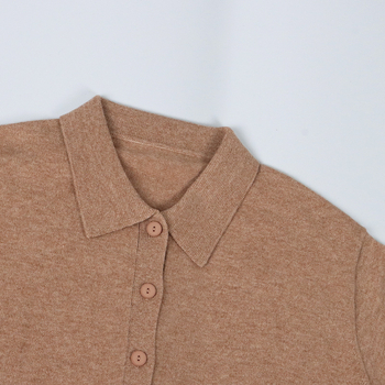 Kašmírovi kardigan s polo ovratnikom, prednje kopčanje s višestrukim gumba, dugi rukavi – Zima 2025, elegantan gradski stil za svakodnevne obaveze na putu