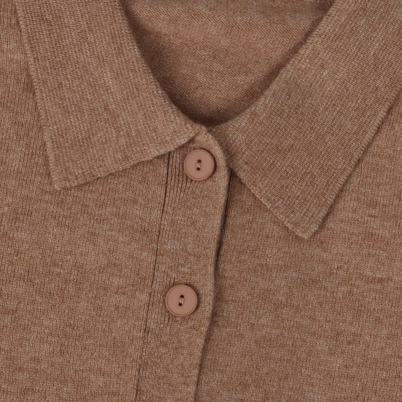 Kašmírovi kardigan s polo ovratnikom, prednje kopčanje s višestrukim gumba, dugi rukavi – Zima 2025, elegantan gradski stil za svakodnevne obaveze na putu