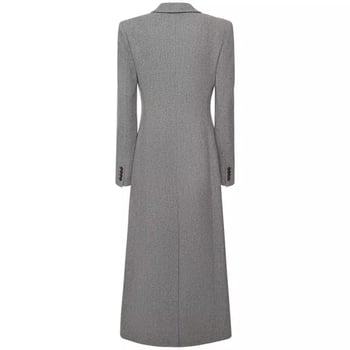 Női gyapjúkabát – szűk szabás, hosszított fazon, kosztüm gallér, egyszínű