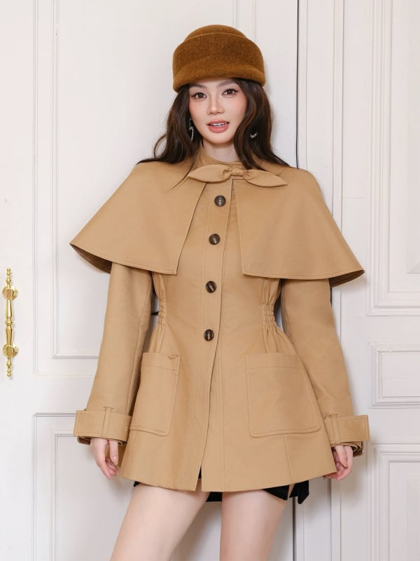 Kaput-plašt od viskoze, dugi rukavi, poluotvoren ovratnik, srednja duljina 50–65 cm