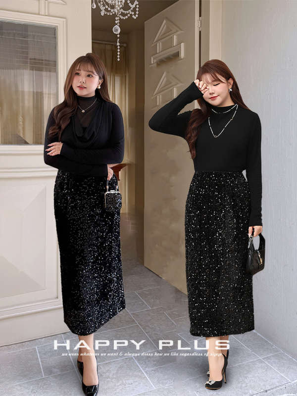 Sequins velvet A-line suknja s visokim strukom i elastičnim pojasom, srednje duljine, detalji patchwork kolaž, mješavina poliestera i spandexa