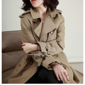 Ženski vuneni windbreaker kaput s kvadratnim ovratnikom, dugi rukav, više od 95% vuna, gradski stil