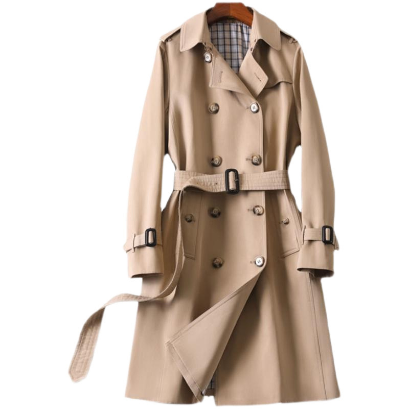 Ženski pamučni windbreaker kaput s ovratnikom od saka, dugi rukavi, epaulette detalji, 95% pamuk, gradski stil, proljeće 2023