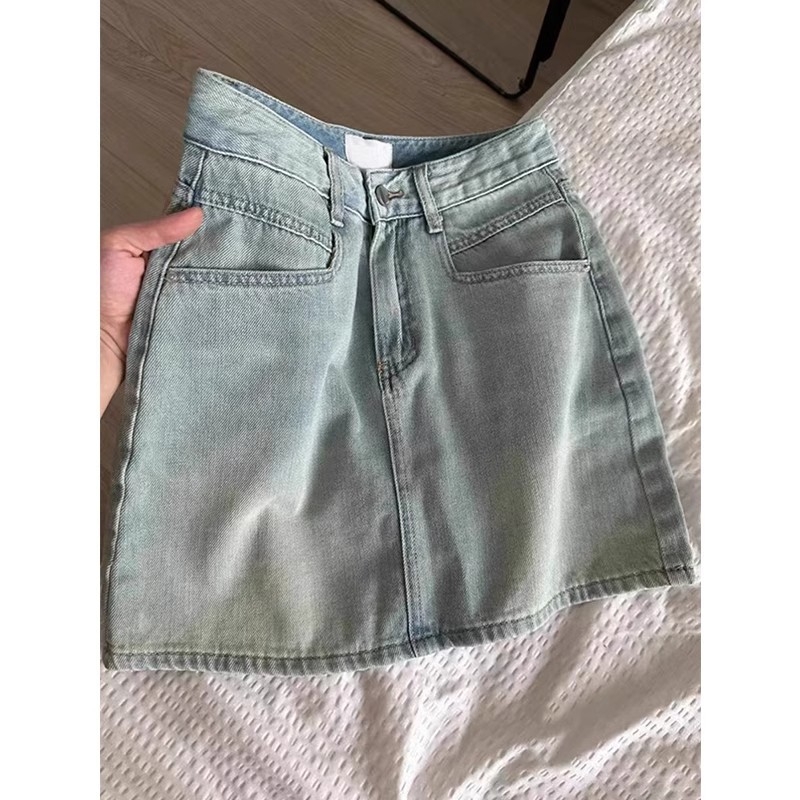 Ženska kratka A-linijska suknja od tkanine Cowboy - elegantno ljetno radno odijevanje 2024