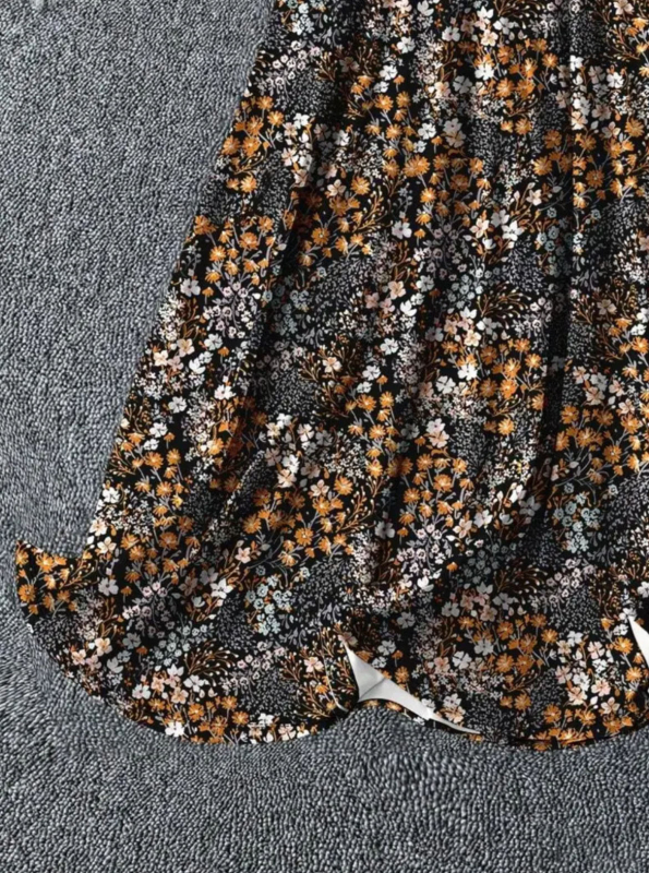 Pola od milk silk tkanine, smocking ukras, kišobran silueta, poliester tkanina, srednja duljina
