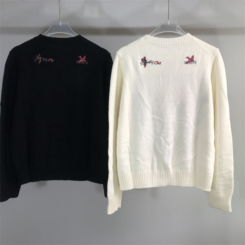 Γυναικείος μάλλινος πουλόβερ με κέντημα λουλουδιών σε σχήμα καρδιάς, στρογγυλός λαιμός, μακριά μανίκια, πλεκτό, χειμερινή συλλογή 2025