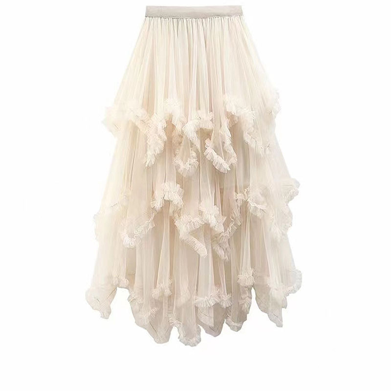 Fustă midi din plasă, tip tutu, imprimeu, poliester 95%+, elasticitate mare