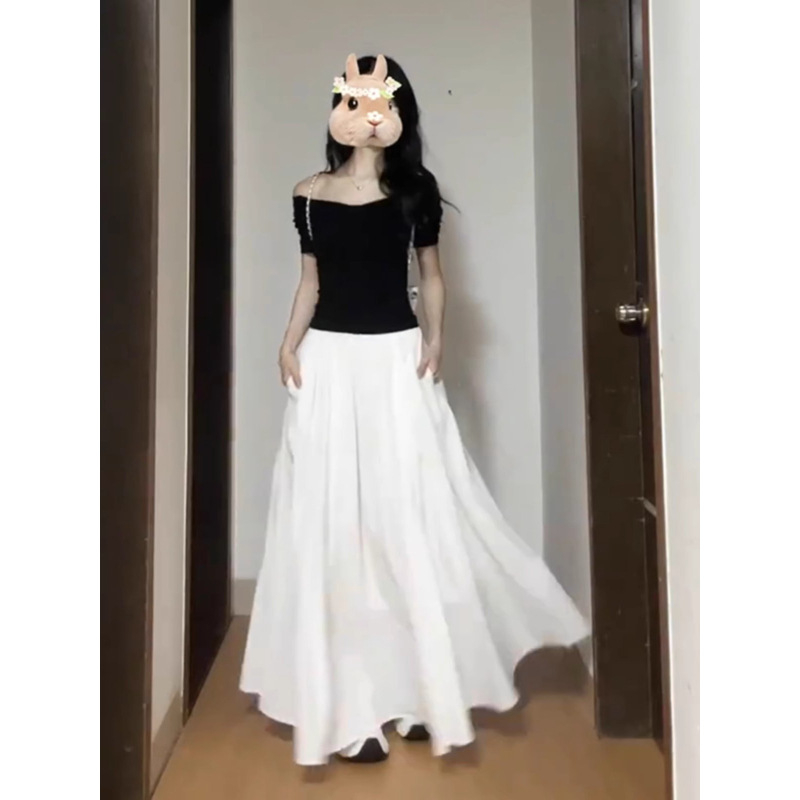 Fustă A-line midi din poliester, cu microelasticitate, stil casual (conținut poliester 90-95%, fără călcare, vara 2025)