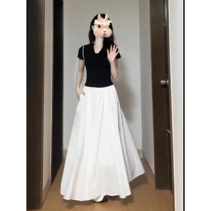 Fustă A-line midi din poliester, cu microelasticitate, stil casual (conținut poliester 90-95%, fără călcare, vara 2025)