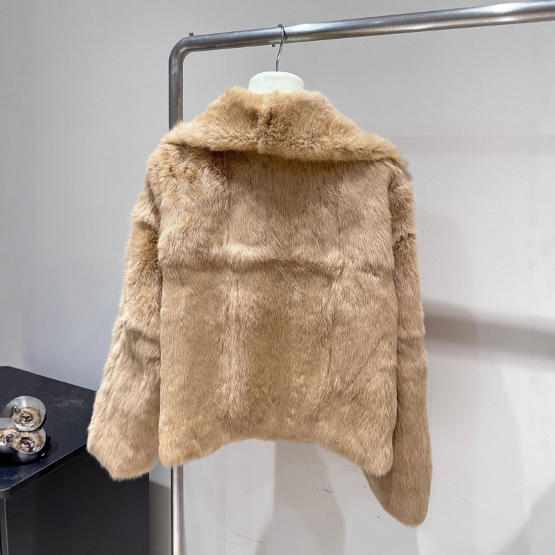 Ženski kaput s ovratnikom od zajeke kože, dugi rukavi, zimska toplina, ležerno elegantan kardigan stil