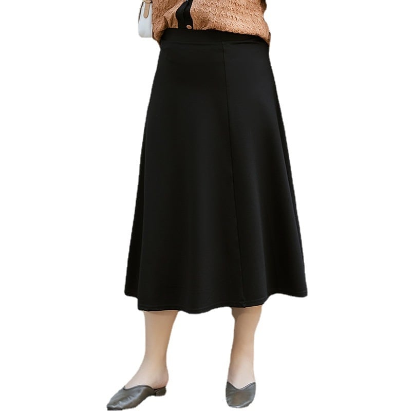 Plus-size ženska midi suknja, A-linija, kišobran-stil, visokim strukom, kruškolika silueta