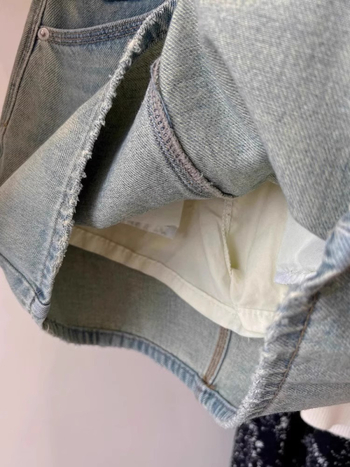 Denim suknja A-kroja, priljubljena uz bokove, jednobojna, pamuk tkanina, nema elastana