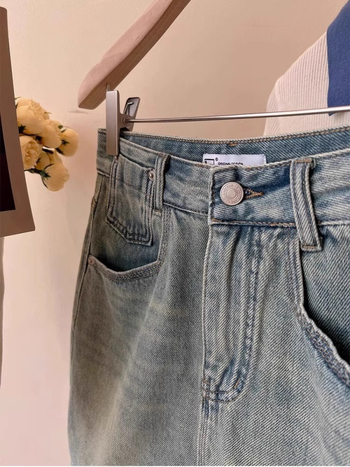 Denim suknja A-kroja, priljubljena uz bokove, jednobojna, pamuk tkanina, nema elastana